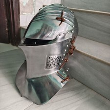 Medieval Steel German Frog Mouth Helmet Heavy Tournament Frog Mouth Helmet Gift picture