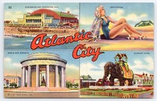 Atlantic City New Jersey Multiview Elephant Hotel Convention Hall c1940 Postcard picture