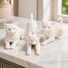 White Cat Figurines Set of 3 (3-Piece) Cat Animal Figurine Decor Set picture
