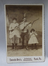 Antique cabinet card photograph P.T. Barnum Bartlett Family Sharpshooters picture