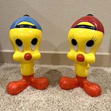 Vintage Tweety Looney Tunes Figure Pair Blue & Red Caps Characters picture