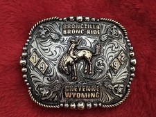 Rodeo Bronczilla Rider☆Cheyenne Wyoming☆Rare☆1992☆CHAMPION TROPHY BUCKLE☆T75 picture