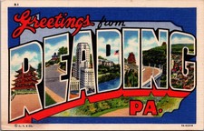 Greetings from Reading PA Large Letter Postcard The Pagoda Curt Teich picture