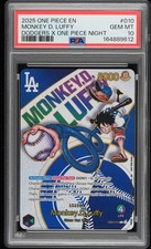 2025 ONE PIECE PROMOS DODGERS X ONE PIECE NIGHT #010 MONKEY D. LUFFY PSA 10 picture