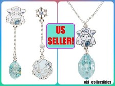 ❄️ Pokemon Center Japan Alolan Vulpix Pierced Earrings Necklace Accessory Lot❄️ picture