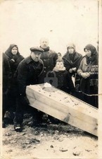 Post Mortem Young Woman Open Casket Coffin Funeral RPPC Photo Postcard COPY picture