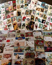 Huge Lot of 400 +++ Holidays Greetings Postcards DAMAGED- SCRAPBOOK CRAFTS picture