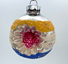 RARE George Franke Double Indent Reflector Mica Confetti Glass Ornament picture