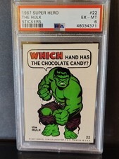 💚 1967 Super Hero Stickers Hulk #22 PSA 6 EX-MT LOW POP – Vintage Marvel picture