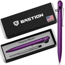 BASTION Slim Aluminum Purple Bolt Action Ink Pen | EDC Pocket Mens Gift Metal picture