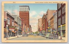 1942 Huntington, WV Fourth Avenue North Curteich Linen Postcard Gold Furniture picture