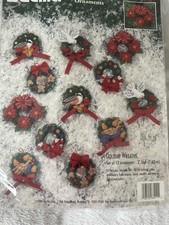Vintage Bucilla Felt&Sequin “Holiday Wreaths” Ornament Kit. picture