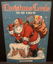 ✨VTG ORIG. *RARE* 1946 Christmas🎄Cards Activity (26 Of Them) #2547 {UNCUT}✨ picture