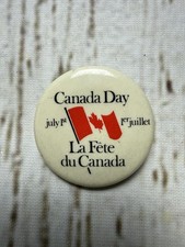 VTG Canada Day July 1st La Fete Du Canada Travel Souvenir Pinback Pin Button picture