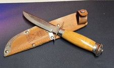 Vintage K.J.Eriksson Mora Sweden Birch Handle Fixed Blade Knife & Sheath picture