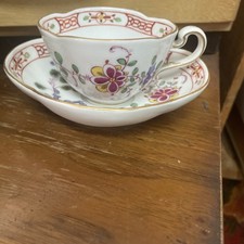 meissen cup saucer Quatrefoil Kakiemon Rock &bird Imari Cross Swords  picture