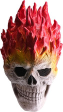 Flame Skull Halloween Mask - Realistic Latex Full Head Skeleton Mask with Flame picture