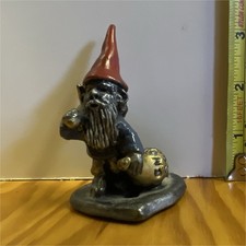 Mini Gnome Metal Figurine Red Hat Gold Bag Fantasy Gnomes Approx 3 in / 8.5 oz picture