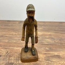 Mike Shipley Hand Carved Wood Baseball Folk Figurine Signed Bottom of the Ninth picture