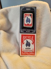 Bicycle Rider Back Playing Card Gift Set. RARE 2010 Zippo Lighter picture