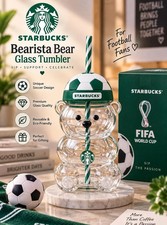 Starbucks 2026 FIFA World Cup Bearista Authentic Bear Glass Tumbler 20oz with So picture
