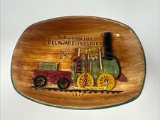VINTAGE PENNSBURY POTTERY DELAWARE HUDSON RR TRAIN WALL PLAQUE STOURBRIDGE LION picture