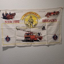 Vintage N.S.W. Fire Brigades Centenary 1884-1984 Hand Printed Cotton Banner picture