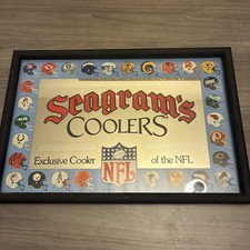 Vintage Seagram’s Coolers NFL Mirror Sign 1980s Black Frame 19