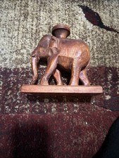 Vintage Hand Carved Wooden Elephant Made In Thailand picture