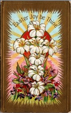 1910 Embossed Easter Lilies Postcard - Topeka Kansas Postmark picture