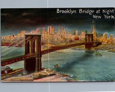 1915 Brooklyn Bridge at Night New York City Skyline Success Postcard picture