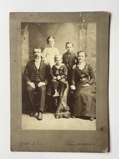 Antique 1880s Cabinet Card Photo Family Studio Portrait Photo - Rochester, PA picture