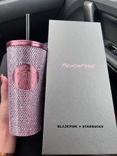 2023 Starbucks x Blackpink Rhinestone Bling Rose Gold Tumbler New picture