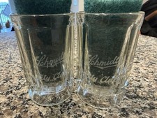 2 Rare Etched Scmidt Beer City Club Advertising 5” Glass Mugs St. Paul Minnesota picture