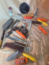 Vtg Estate JUNK DRAWER LOT Knife Lures Barware Lock Keychain Hot Wheels Variety picture