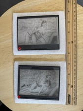 Vintage Risqué Stag Comic Glass Magic Lantern Slides #5 & #6 Adult Humor 3x4 picture