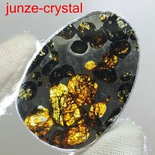 32.8Ct Brenham Pallasite Meteorite Pendant Olive Meteorite Slice /USA picture