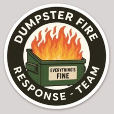 2 Inch Dumpster Fire Response Team Helmet Fire Dept Funny Firefighter Sticker picture