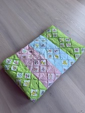 Stunning LARGE Vintage Floral Cathedral Quilt handmade 76” x 116” Pink Green picture