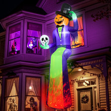 10FT Giant Halloween Inflatables, Sitting Inflatable Pumpkin Man Decor picture