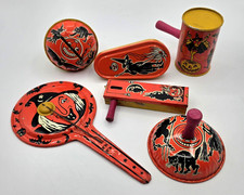 6 Different 1950's Vintage Kirchoff USA Halloween Noisemakers Noise Makers picture