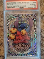PSA 10 - 2024 Topps Chrome Disney - Stitch - Black & White Speckle /101 picture