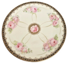 Bavaria Porzellanfabrik Mosch Endorf German Rose Plate Hand Painted PM 8.5 inch picture