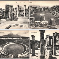 x4 Lot Pompeii Italy Ancient Roman Ruins Postcards Vesuvius Amphitheater picture