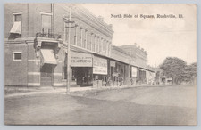 Vintage 1908 Postcard Rushville Illinois North Side Square Purcell & Davis Cloth picture