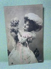 Edwardian Actress With Little Dog Photo Postcard RPPC picture