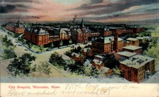 Worcester, Mass, City Hospital, Snowy Scene, Vintage Postcard 1845 picture
