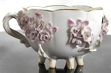 Antique 19th Century Meissen Porcelain Flower-Encrusted Rose Demitasse Cup Sword picture