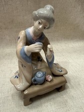 Vintage Lenwile Ardalt Geisha Tea Ceremony Porcelain Figurine Taiwan 5.75” picture