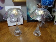 Illumin-Aries Fairy Lamps Tapered Crystal Candlesticks & Rose Embossed Shades-2 picture